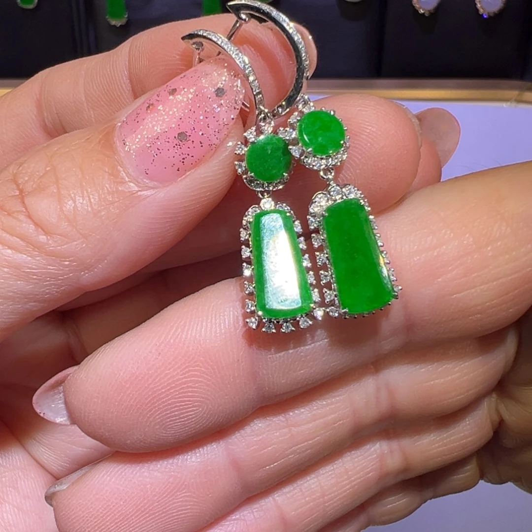 翡翠颈饰18K金镶嵌耳环