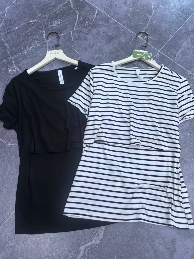 莫代尔哺乳衣外出夏季家居服上衣短袖T恤宽松半袖