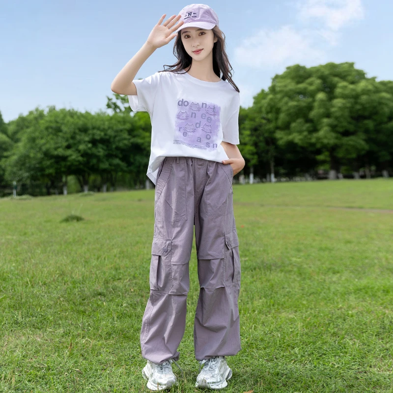 女童运动两件套装夏季2025新款洋气中大童儿童短袖女童夏装套装