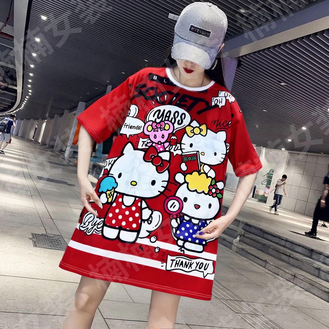 新款夏季中长款女冰丝网眼速干大版显瘦连衣裙宽松百搭时尚睡裙