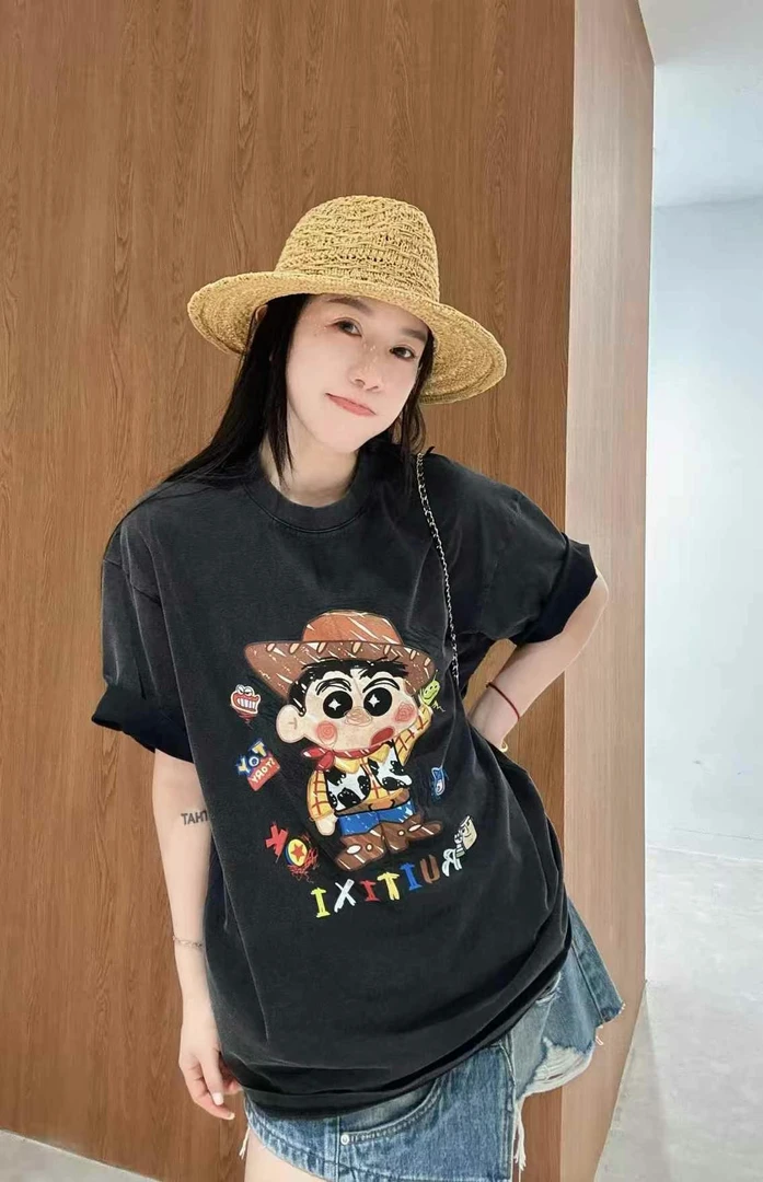 【琦琦】25款欧货做旧蜡笔小新大版潮T