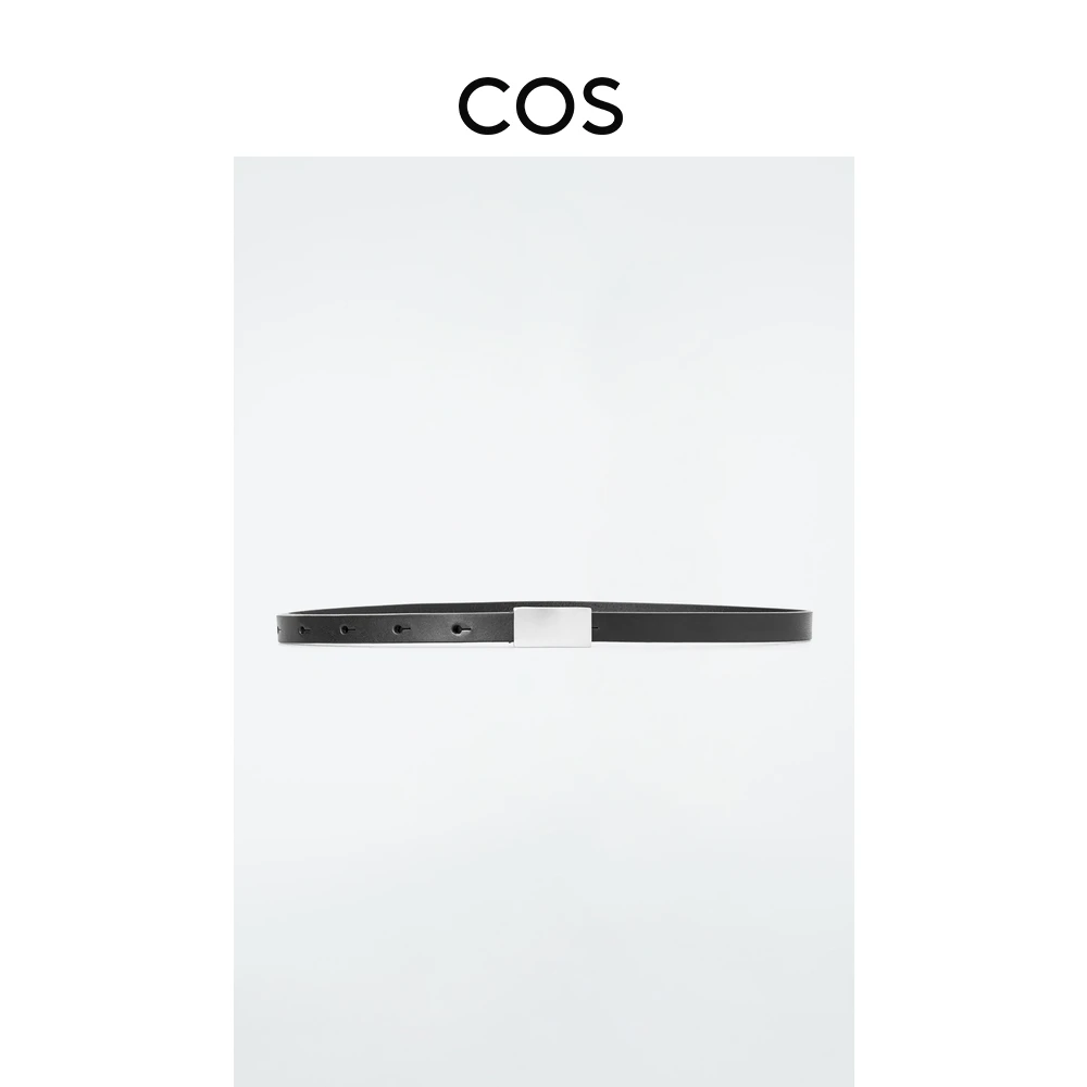 COS女士 窄款方形搭扣皮革腰带黑色2025春季新品1269805001