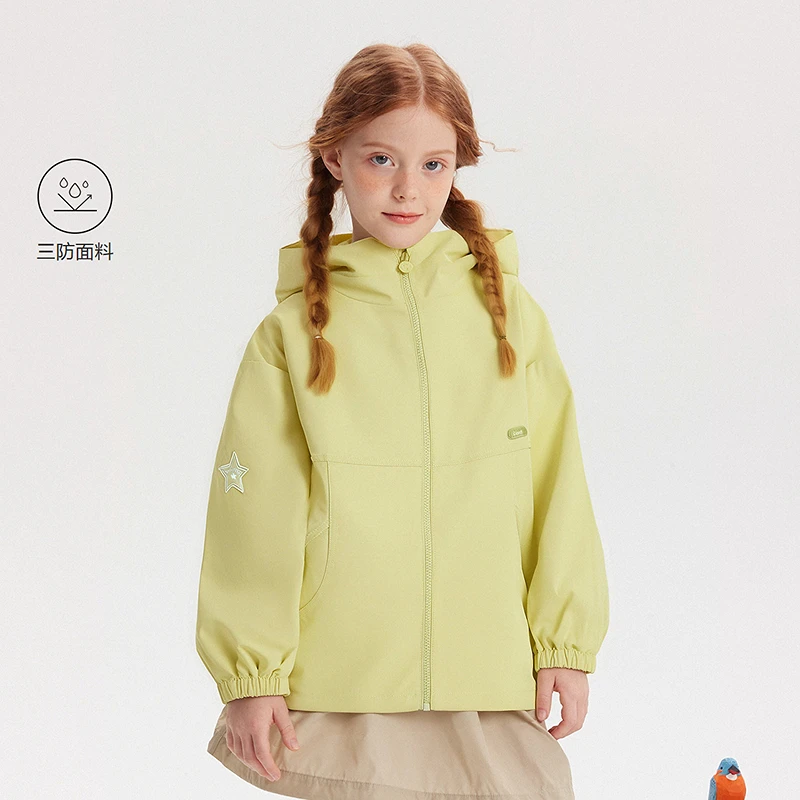 Deesha宽松中长款连帽外套女童25春中大童春装儿童休闲上衣-732