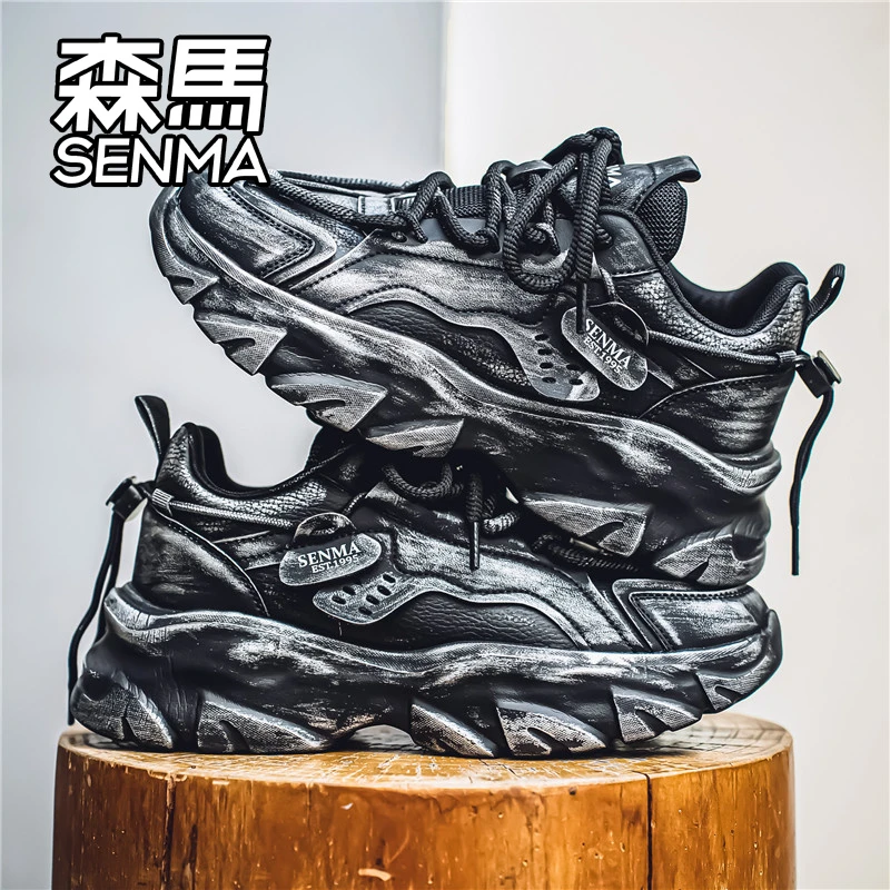 森马男鞋休闲运动复古做旧2024新款青少年跑步时尚百搭潮流老爹鞋