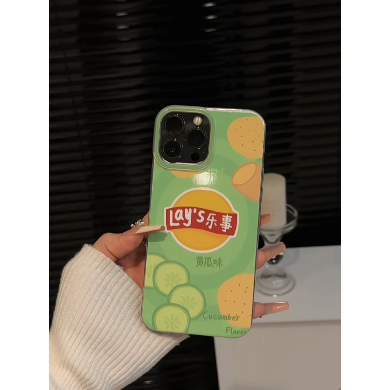 适用于苹果16promax双层IMD手机壳iPhone15可爱小众ins黄瓜味薯片