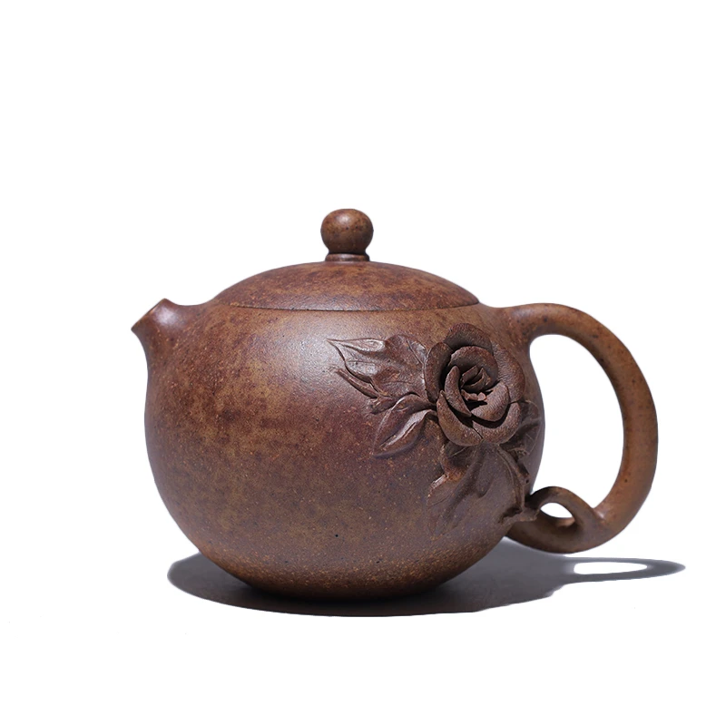 大吉羊柴烧 宜兴紫砂壶茶壶 原矿本山绿泥花似锦120ml徐雅