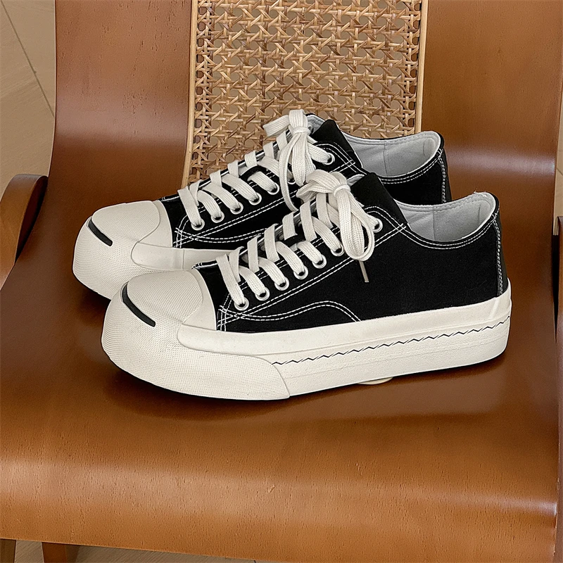 【设计师款】内增高帆布鞋男情侣百搭低帮ins风小众经典厚底板鞋子