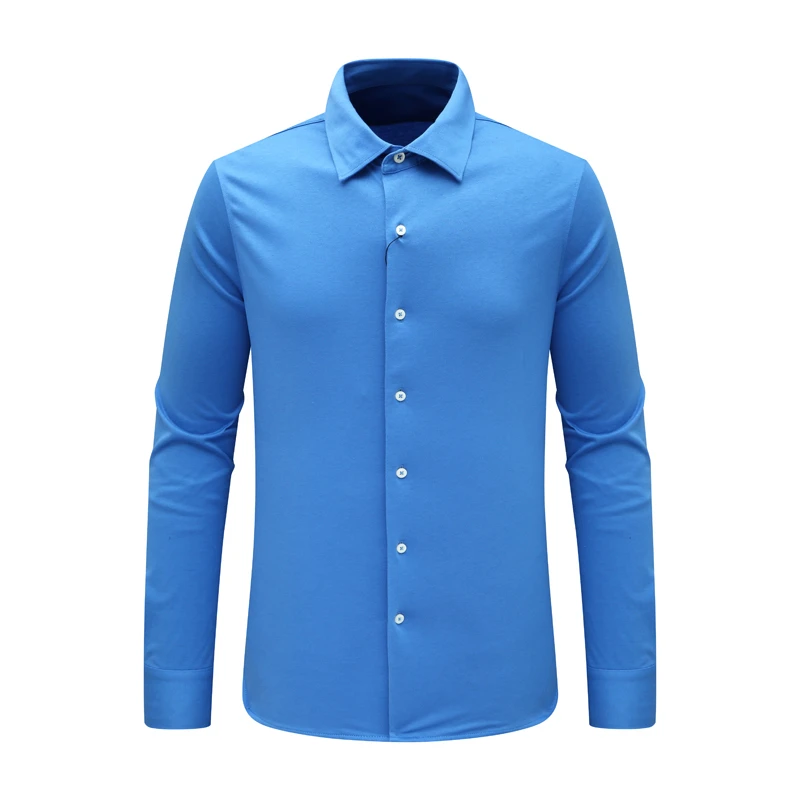F3547恺春秋男式长袖衬衫 棉百搭商务休闲上衣免烫 蓝色