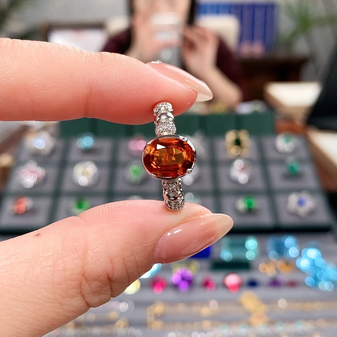 戒指银S925镶嵌黄晶泡泡款戒指