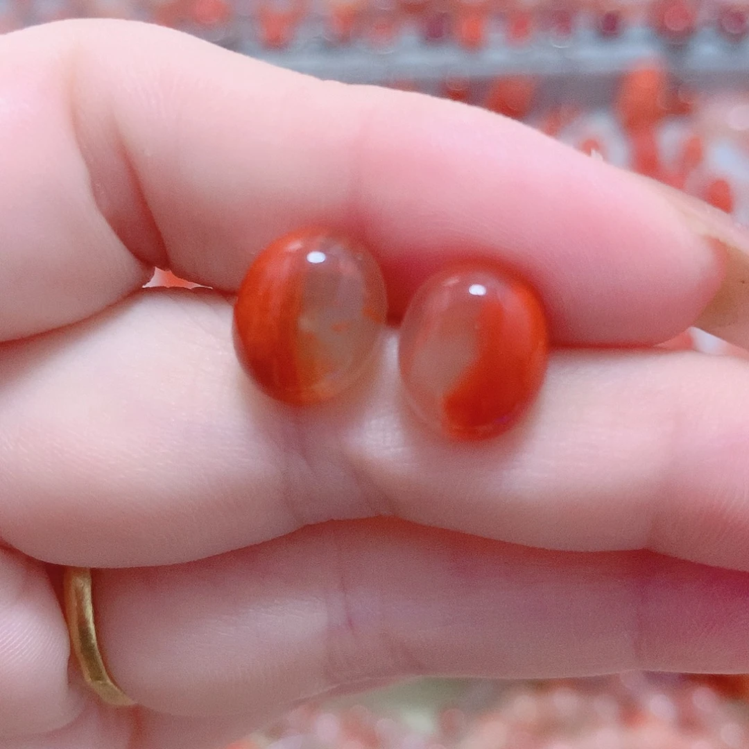 南红玛瑙银S925镶嵌耳钉