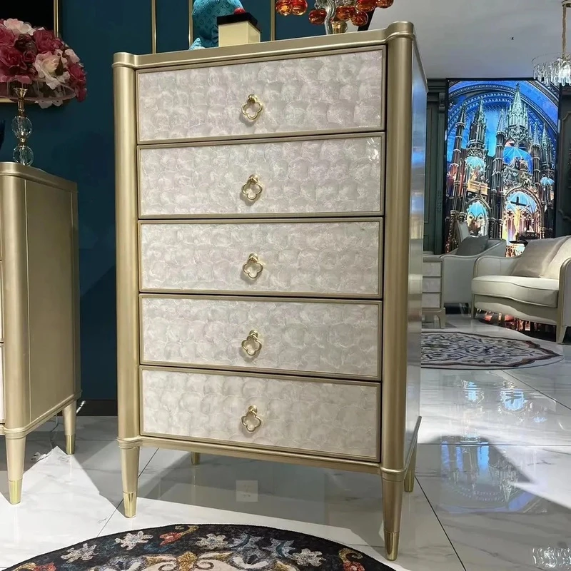 【喜悦家具】YR 806美式轻奢实木贝壳五斗柜尺寸70*43*110