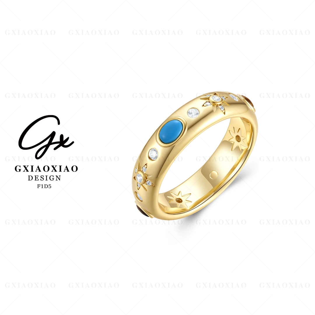 G XIAOXIAO 镀K金 时尚气质百搭复古星芒戒指 F1D5