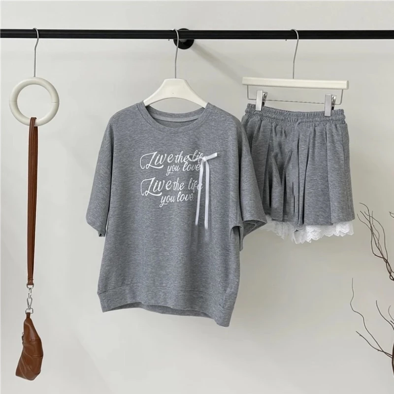 睡衣女夏季新款纯棉短袖短裤韩版时尚可外穿家居服套装（梦幻芭蕾）