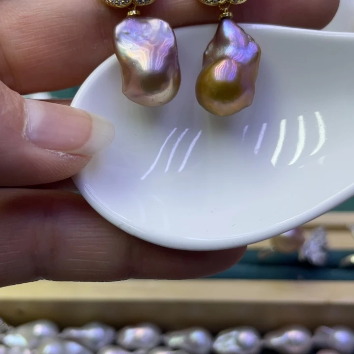 淡水珍珠耳饰合金