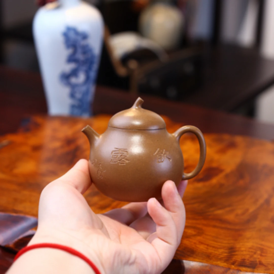 宜兴紫砂壶手工艺品原矿老段泥茄瓜壶家用茶具