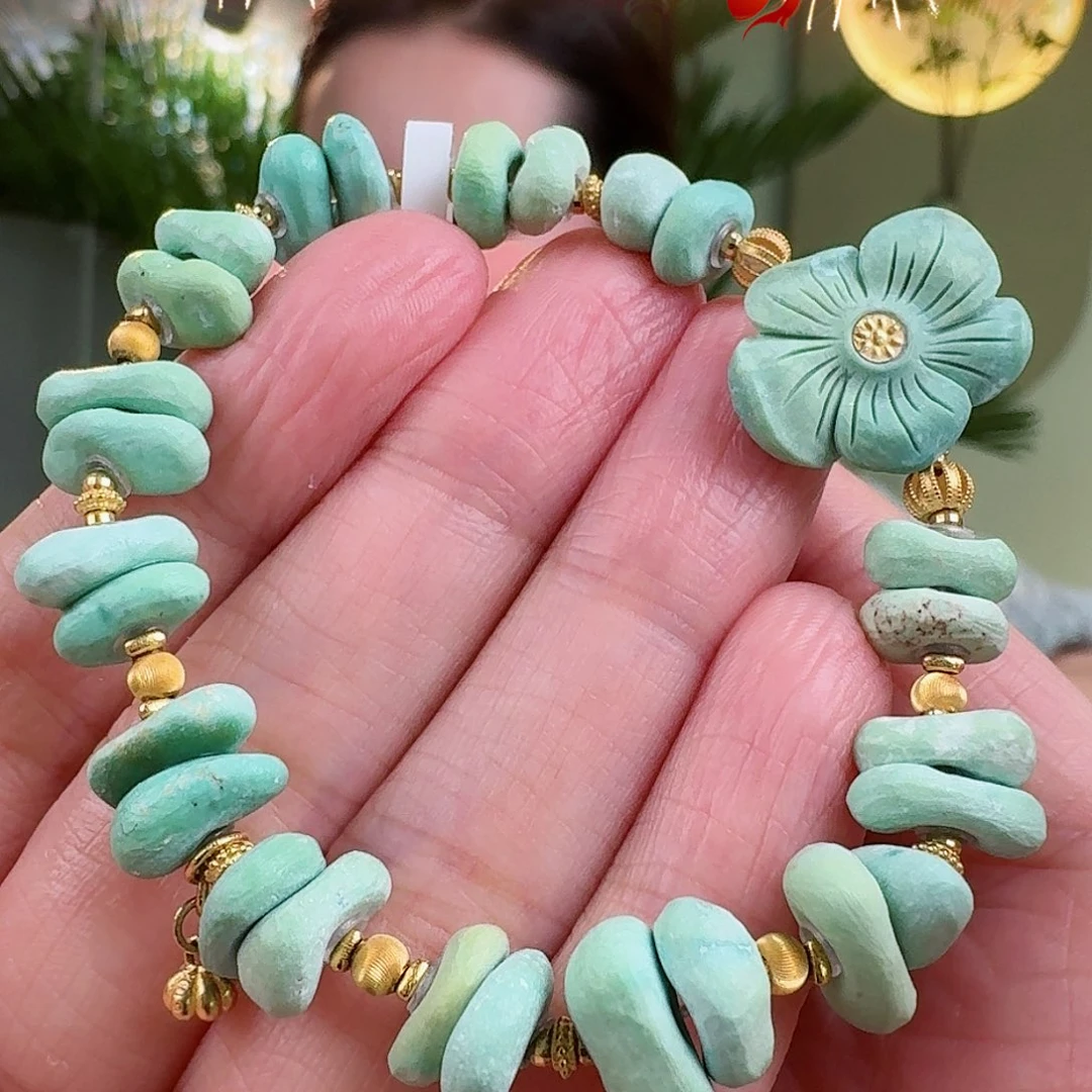 绿松石珠宝奇石18K金镶嵌