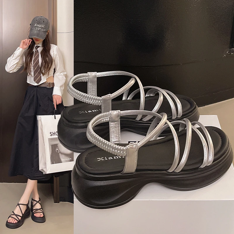 高级感凉鞋女2025夏季新款不累脚罗马凉鞋网红时尚设计感小众百搭