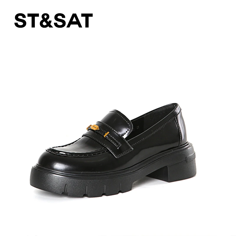 ST&SAT秋叶伯爵乐福鞋厚底小皮鞋真皮单鞋