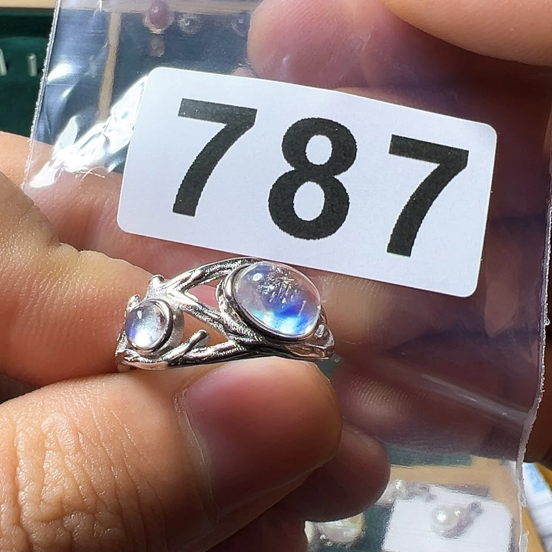 月光石戒指银S925镶嵌岑