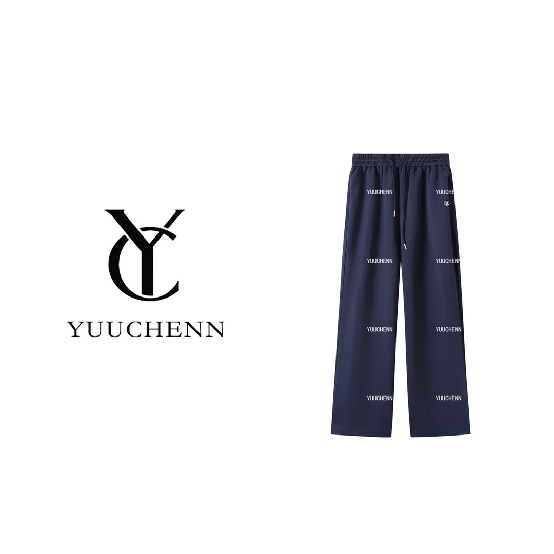 YUUCHENN 简约气质抽绳松紧腰宽松显瘦阔腿休闲裤CZ-HRACK1498-1