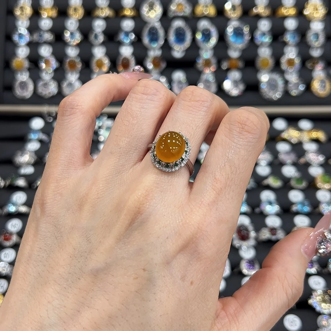 岫玉银S925镶嵌戒指x***?