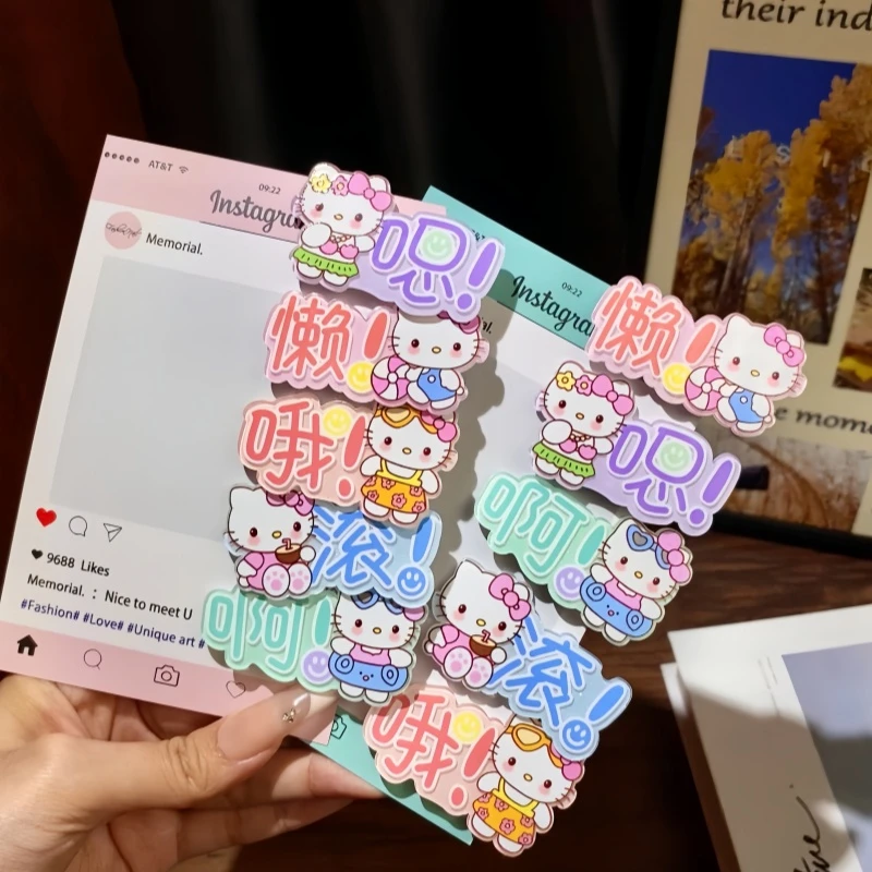 搞怪糖果色文字猫咪发夹百搭少女风刘海可爱侧边鸭嘴夹发卡发饰
