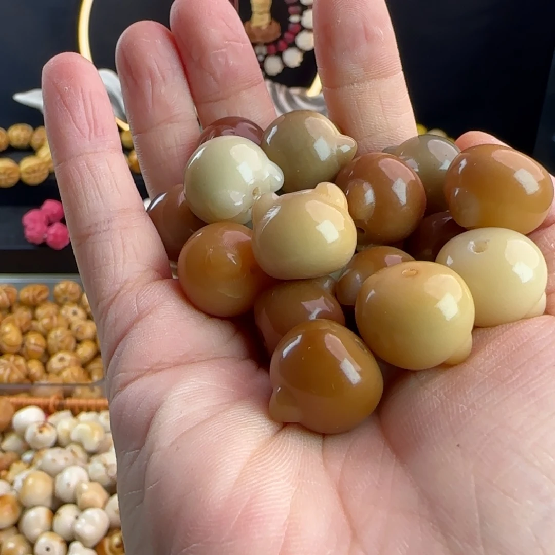 菩提根/象牙果手串瑕疵卡16.5亮面猫头20不挑瑕疵（2单宠5颗）