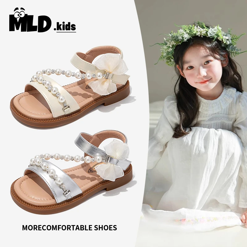 Milingduo/米灵朵儿童凉鞋女童软底防滑珍珠公主凉鞋夏季中大童鞋