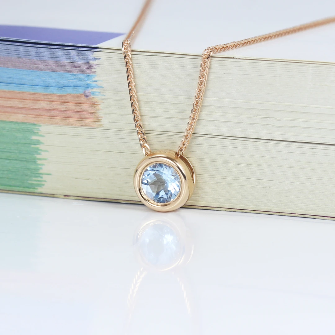 璐宝珠宝 海蓝宝石18k金镶嵌泡泡坠