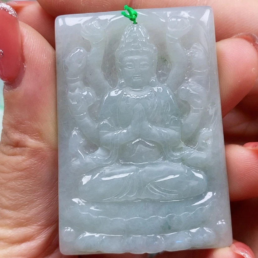【闪购商品】翡翠颈饰未镶嵌天然翡翠A货晴水绿千手观音