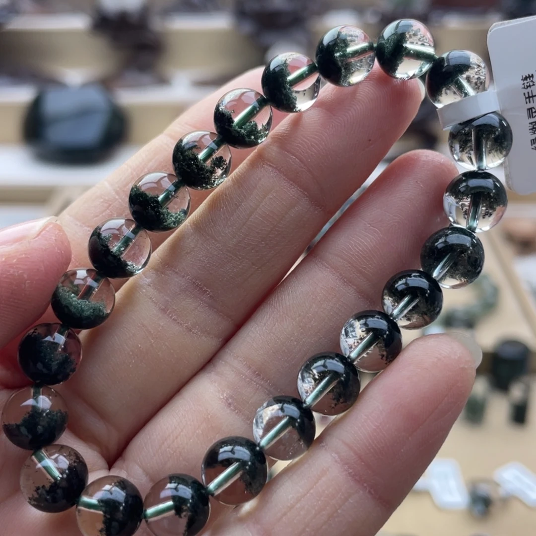 水晶未镶嵌手链绿幽灵聚宝盆手串