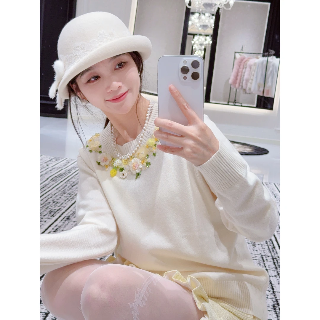 MissLuxury【轻盈绒感】100山羊绒针织毛衣打底衫女精致内搭上衣