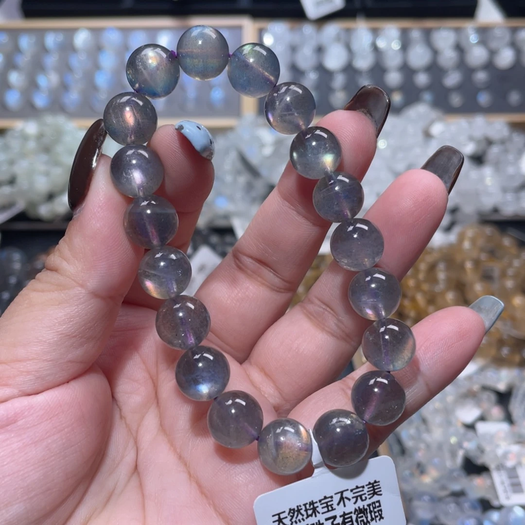 未镶嵌手链长石紫拉长手链10.5mm