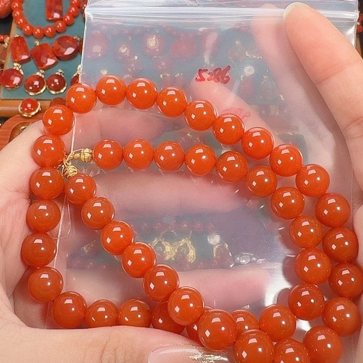 南红玛瑙银S925镶嵌10+