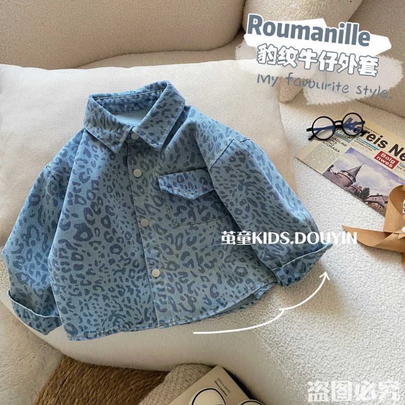 【麦麦妈】C054春秋小童豹纹牛仔衬衫外套春季新品男女宝宝潮酷