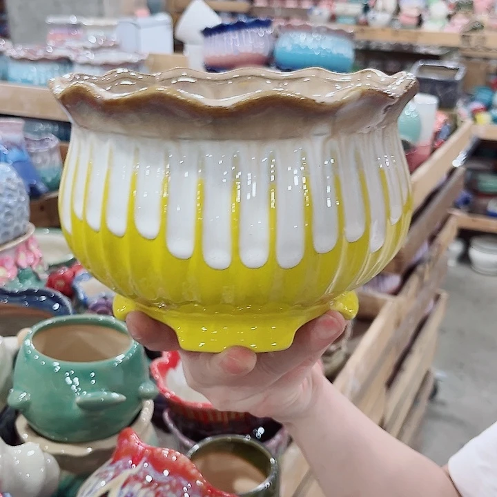 有孔.凑单10元陶瓷花盆发货！