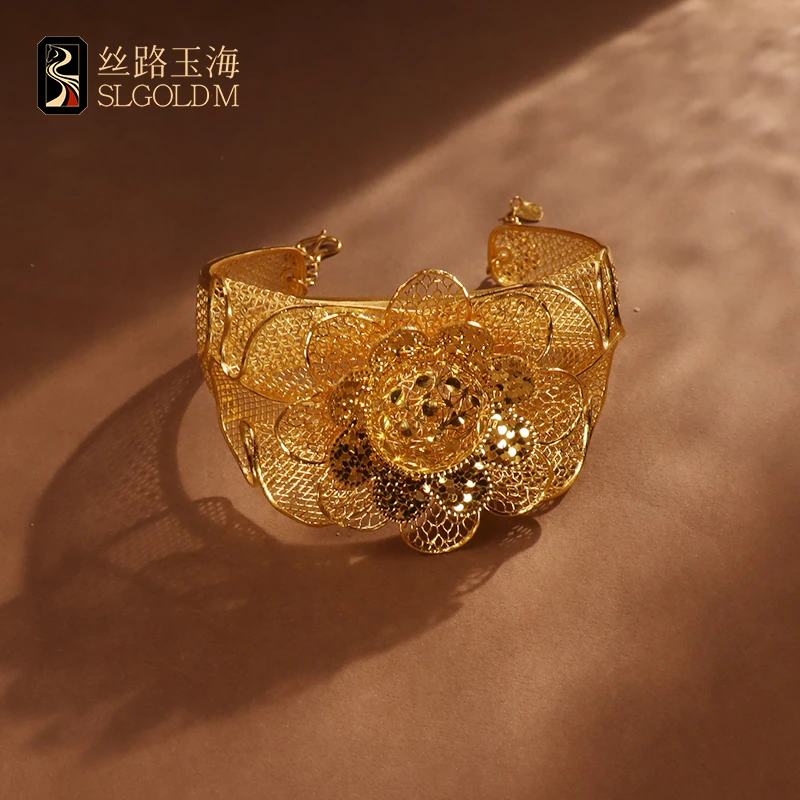 丝路玉海镜中花手镯新疆异域风情民族文化疆派黄金珠宝纯金999