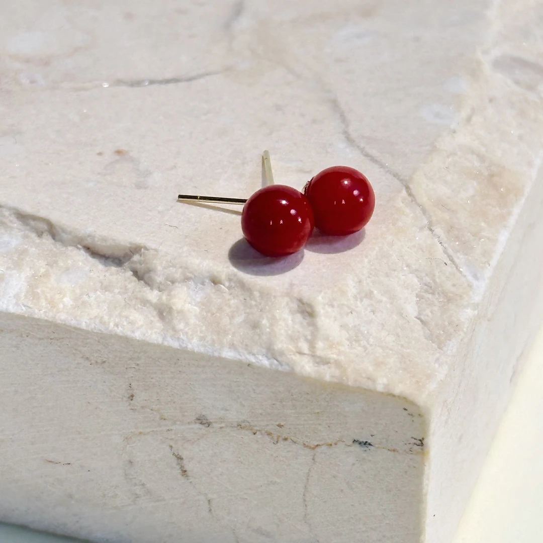 天然科西卡18k金针耳钉（一对）5mm+/-15024