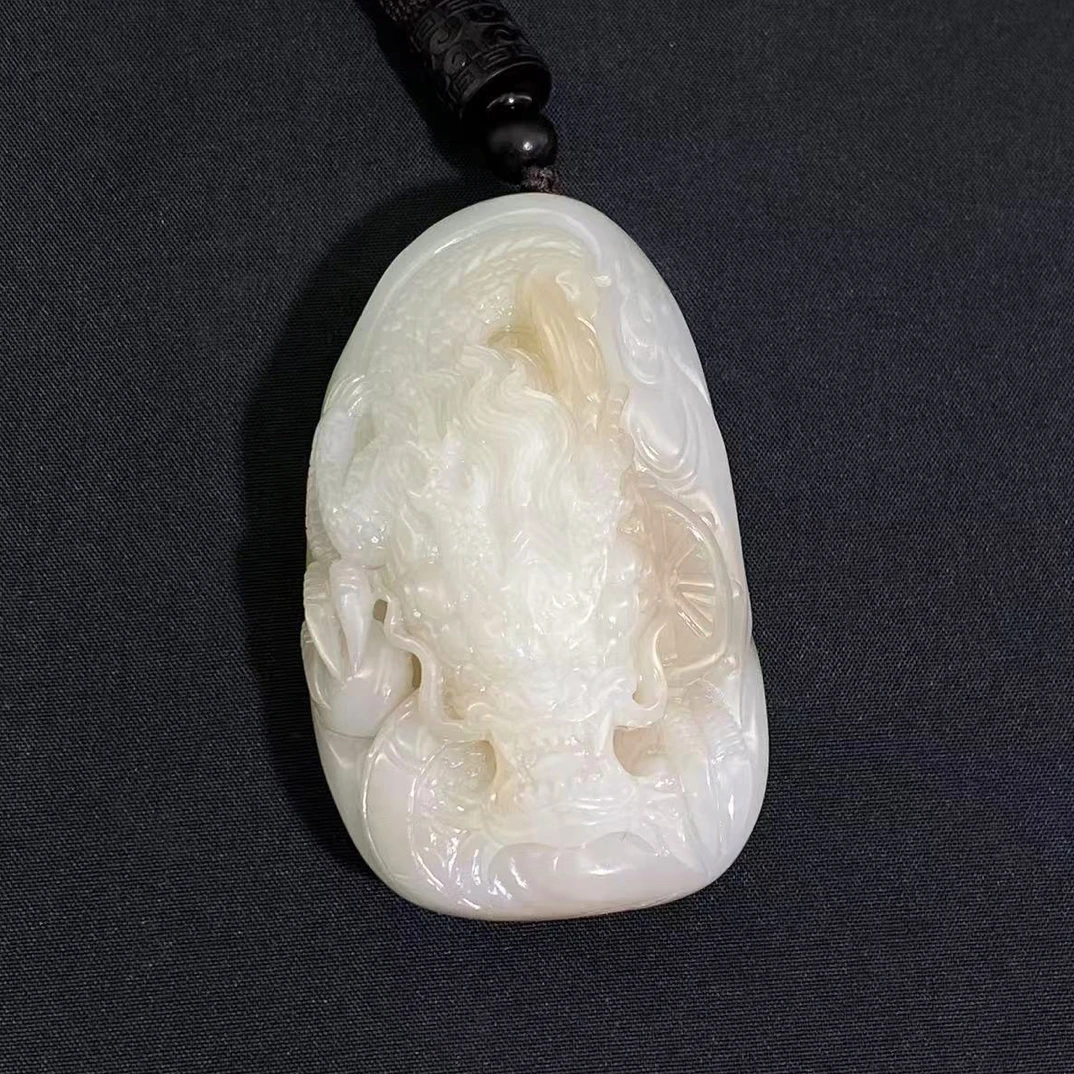 和田玉糖白龙行天下手把件(Y)
