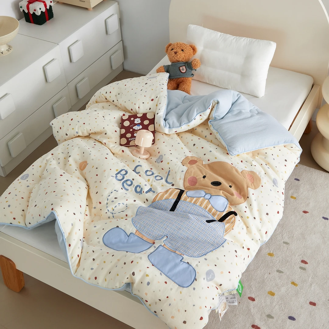 线下专柜100%双面全棉双层纱卡通儿童春秋被冬被亲肤无甲醛可机洗