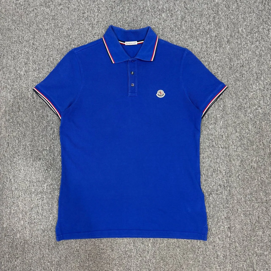 99新 MONCLER 13549339蒙口 蓝色胸前徽标logo短袖Polo衫 S码99新