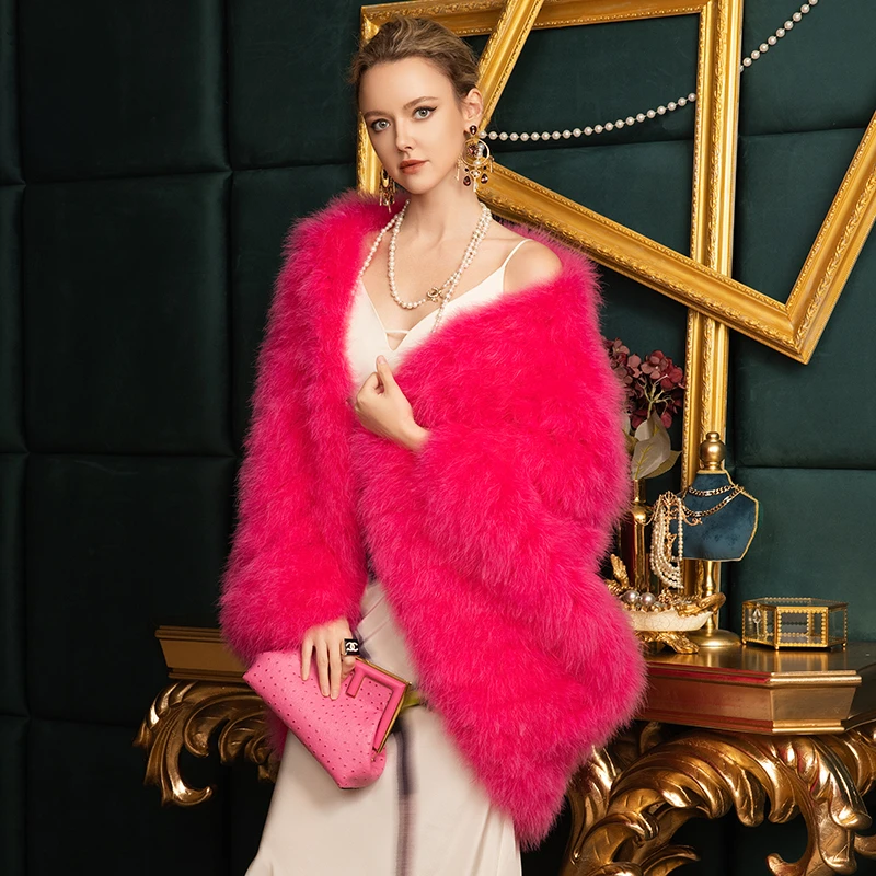 【瑰丽无双】皮草外套女2025年新款年轻款时尚毛毛大衣H24001