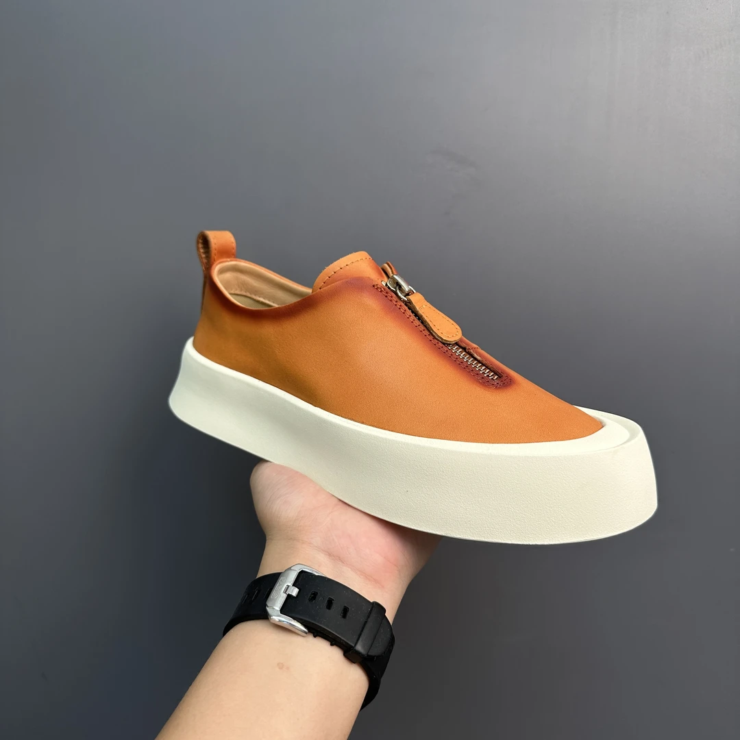 男鞋春季潮款一脚蹬真皮乐福鞋英伦风男士百搭休闲板鞋男潮鞋