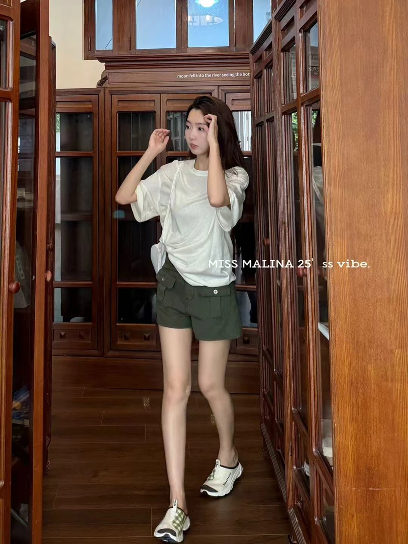 泡菜同款！韩系高腰口袋短裤（MLY3454#）玛丽亚