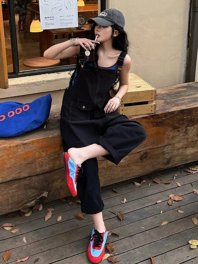 夏季2025新款吊带背心上衣打底衫工装背带裤连体裤套装两件套女