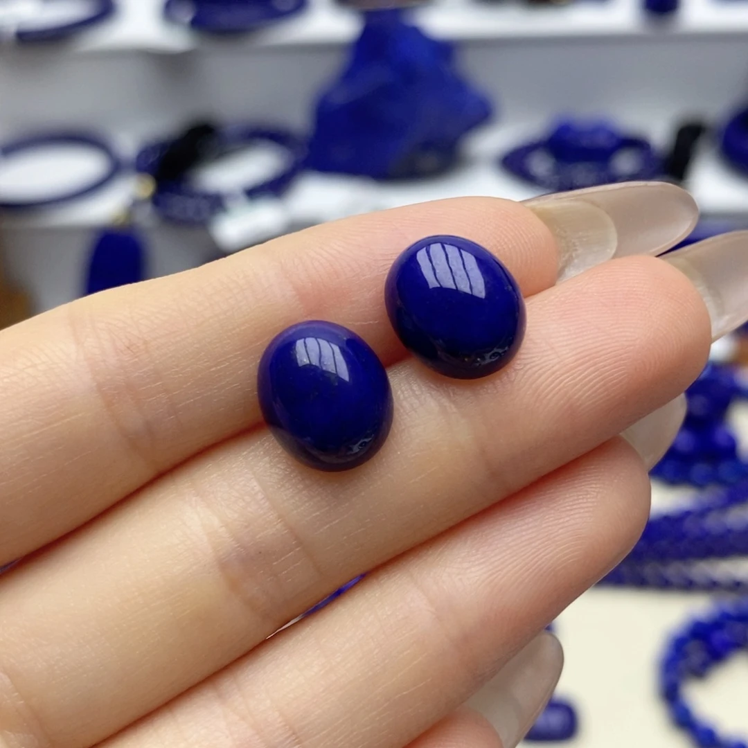 青金石未镶嵌耳饰