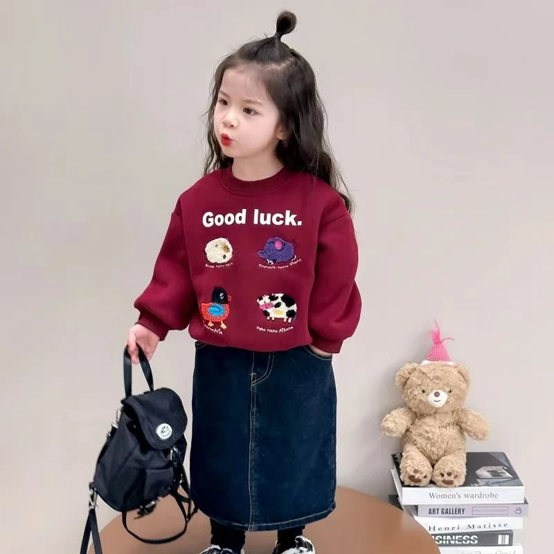 女童休闲卫衣春款2025新款洋气女孩圆领打底衫儿童宝宝印花女宝