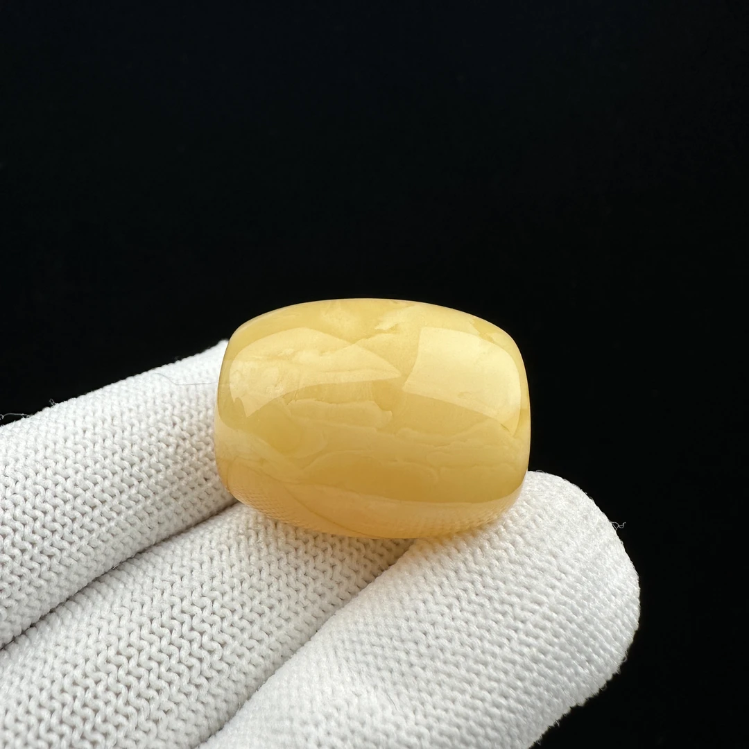 R3988天然原矿蜜蜡 鸡油黄妖花桶珠 21*26mm抖音基地质检发货