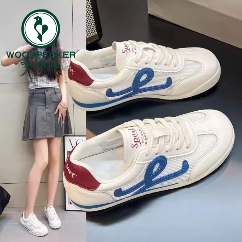 啄木鸟2025春秋流行韩版复古时尚百搭软底休闲运动舒适女跑步鞋潮