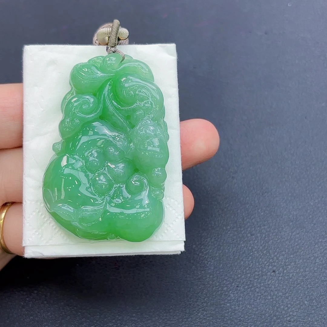 翡翠未镶嵌颈饰我**静精品•如意吊坠